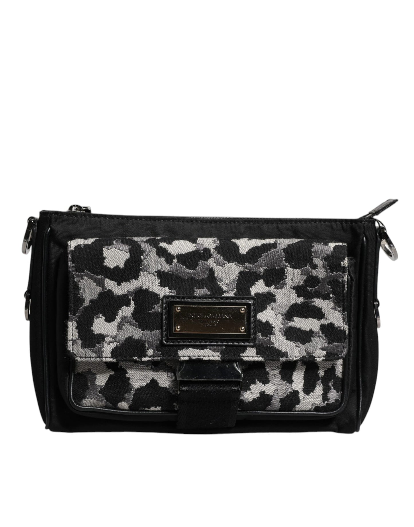 Bolso bandolera de jacquard con estampado de leopardo multicolor