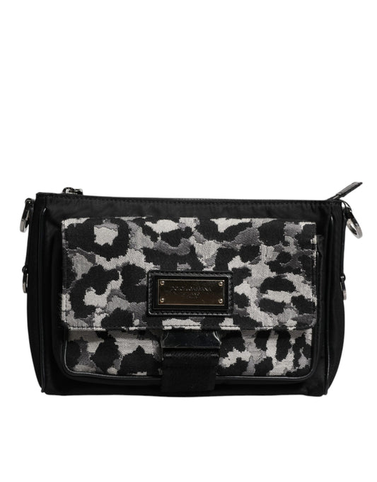 Bolso bandolera de jacquard con estampado de leopardo multicolor