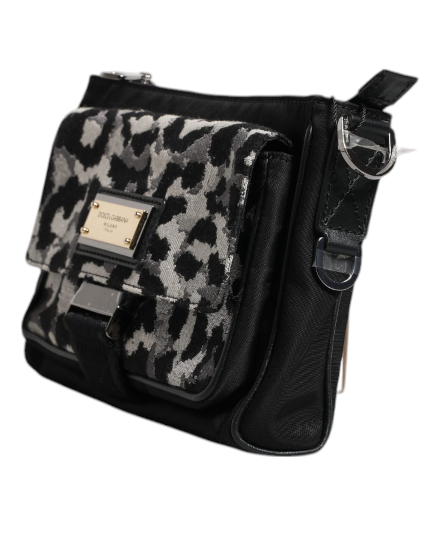 Bolso bandolera de jacquard con estampado de leopardo multicolor