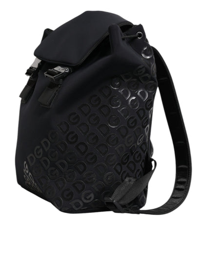 Mochila escolar de neopreno y nailon negro con logotipo DG
