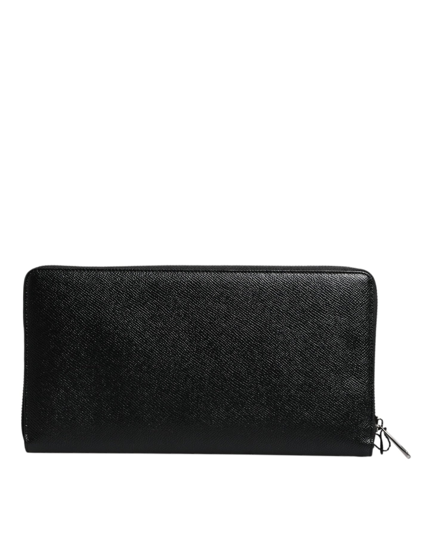 Cartera continental de piel de becerro negra con cremallera y logotipo