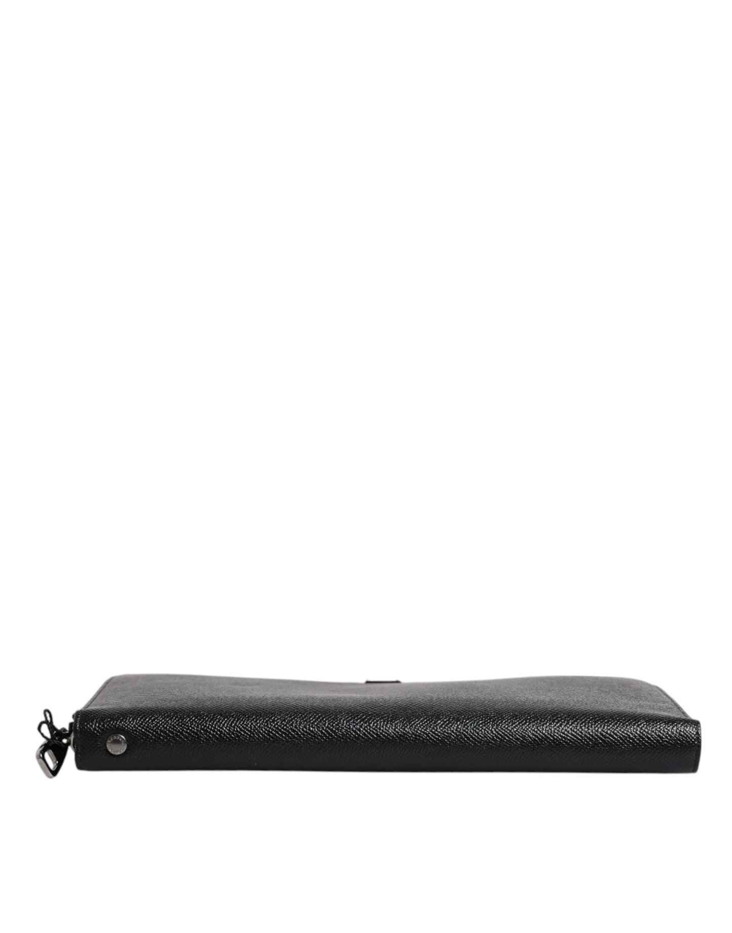 Cartera continental de piel de becerro negra con cremallera y logotipo