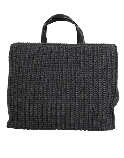 Bolso grande de hombro de punto de crochet negro con logotipo de DG