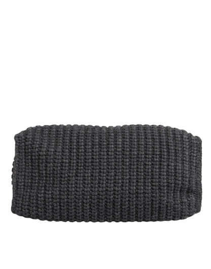 Bolso grande de hombro de punto de crochet negro con logotipo de DG