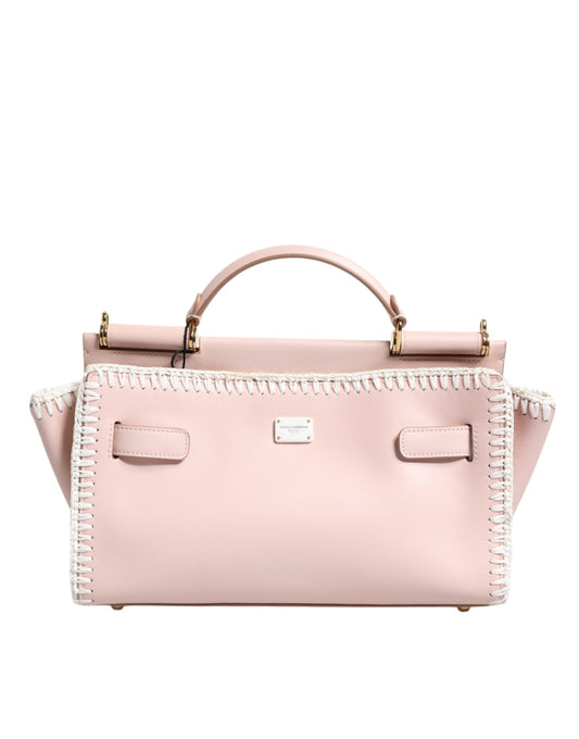 Bolso bandolera de piel suave con placa de logotipo en rosa claro