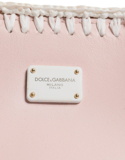 Bolso bandolera de piel suave con placa de logotipo en rosa claro
