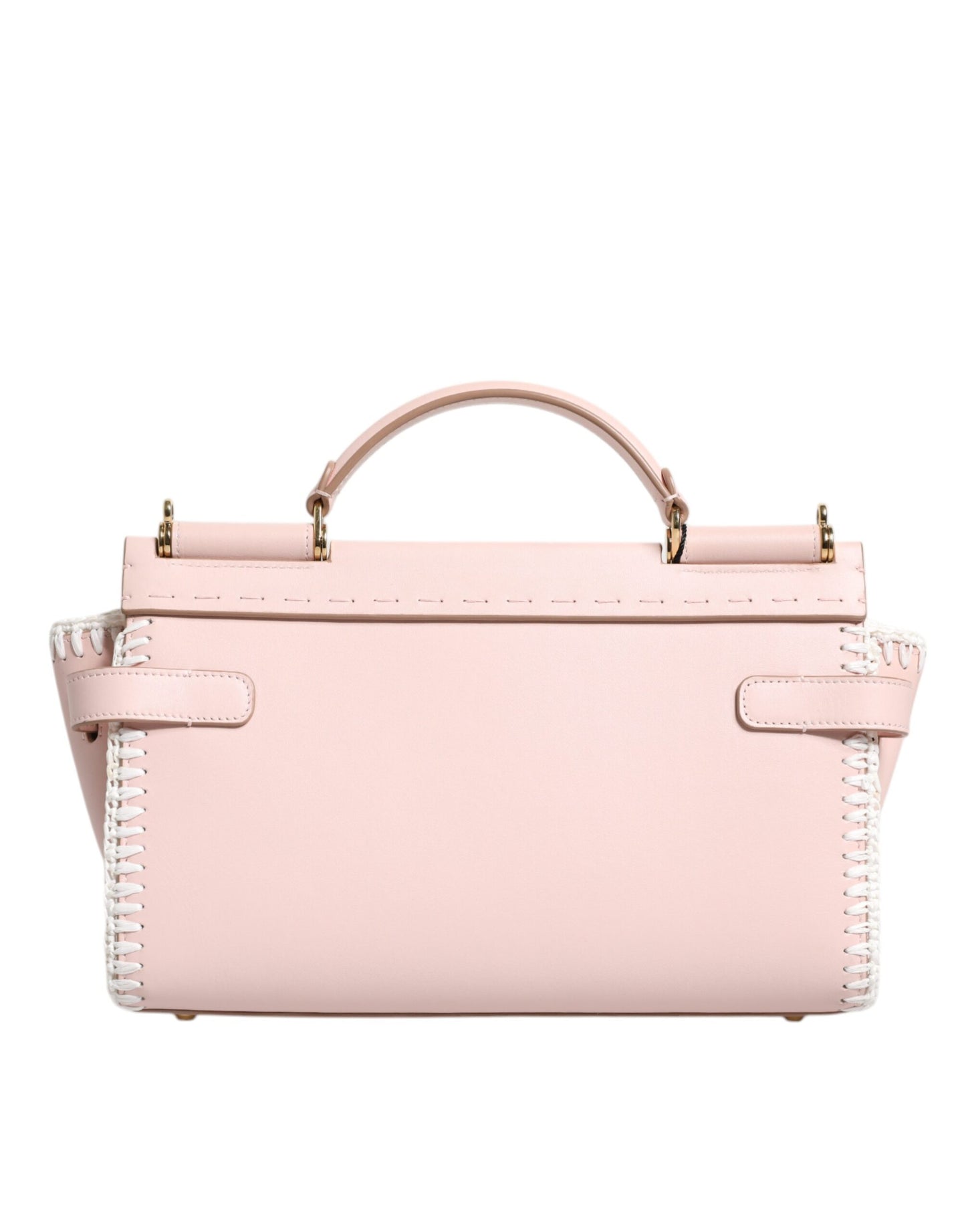 Bolso bandolera de piel suave con placa de logotipo en rosa claro