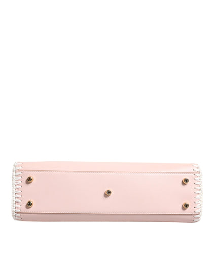 Bolso bandolera de piel suave con placa de logotipo en rosa claro