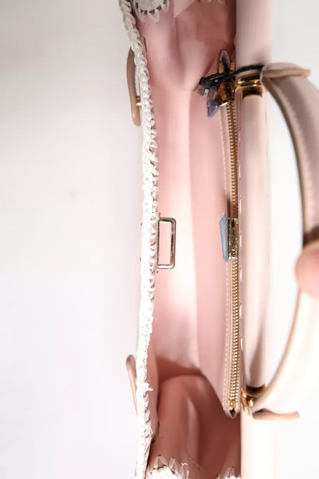 Bolso bandolera de piel suave con placa de logotipo en rosa claro