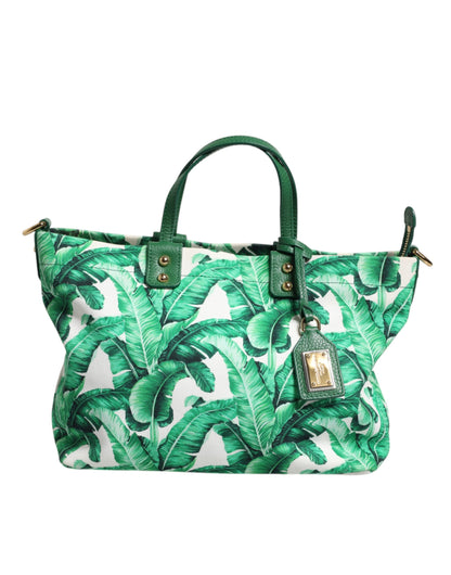 Bolso de mano para mujer de lona verde con diseño de jardín botánico