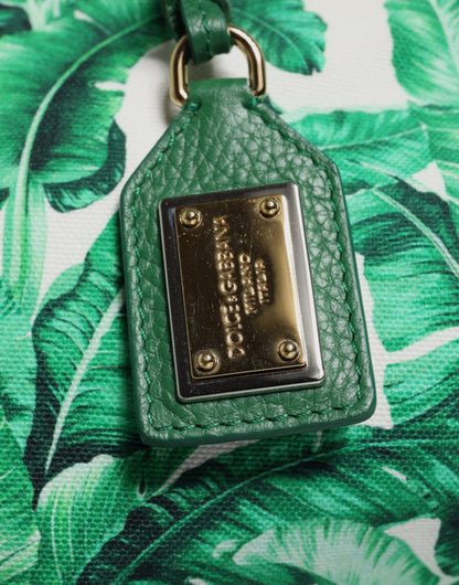 Bolso de mano para mujer de lona verde con diseño de jardín botánico