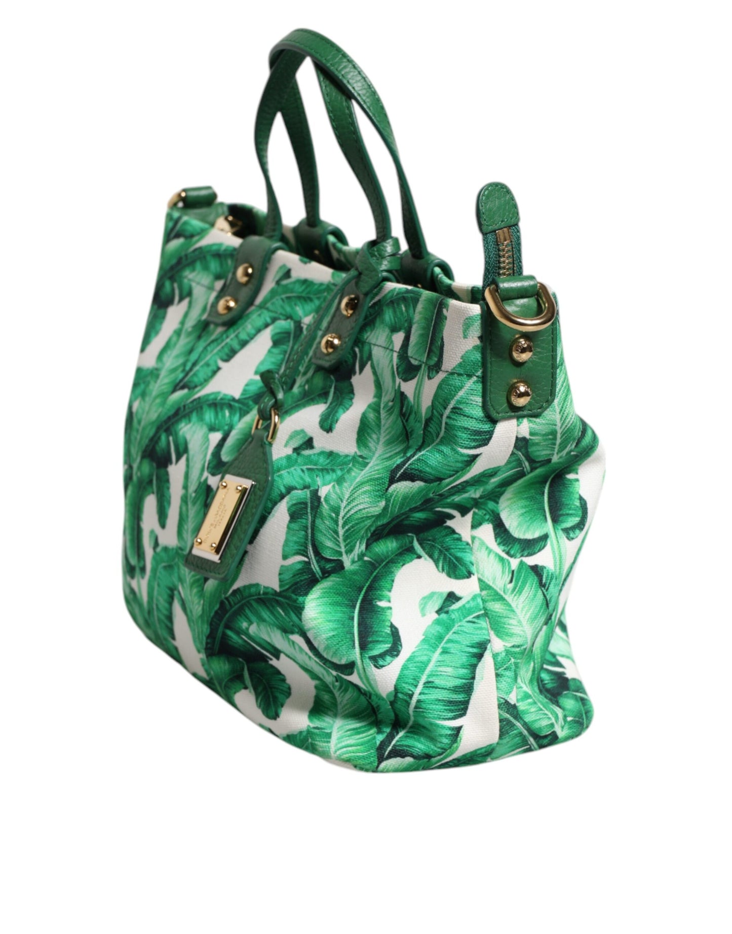 Bolso de mano para mujer de lona verde con diseño de jardín botánico
