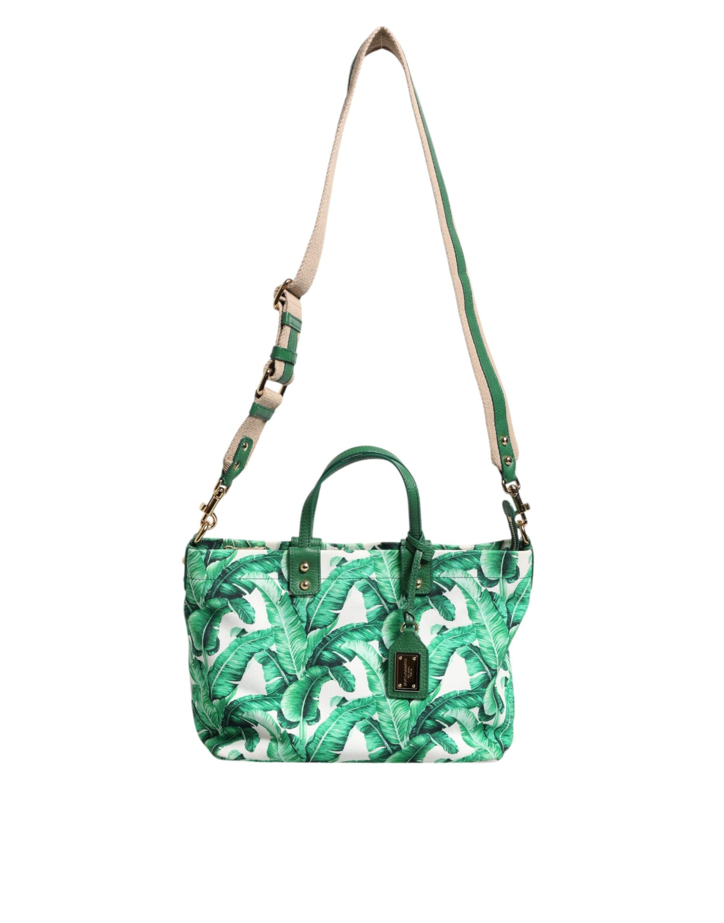 Bolso de mano para mujer de lona verde con diseño de jardín botánico