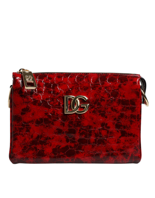 Bolso bandolera para mujer con logotipo DG de piel exótica roja