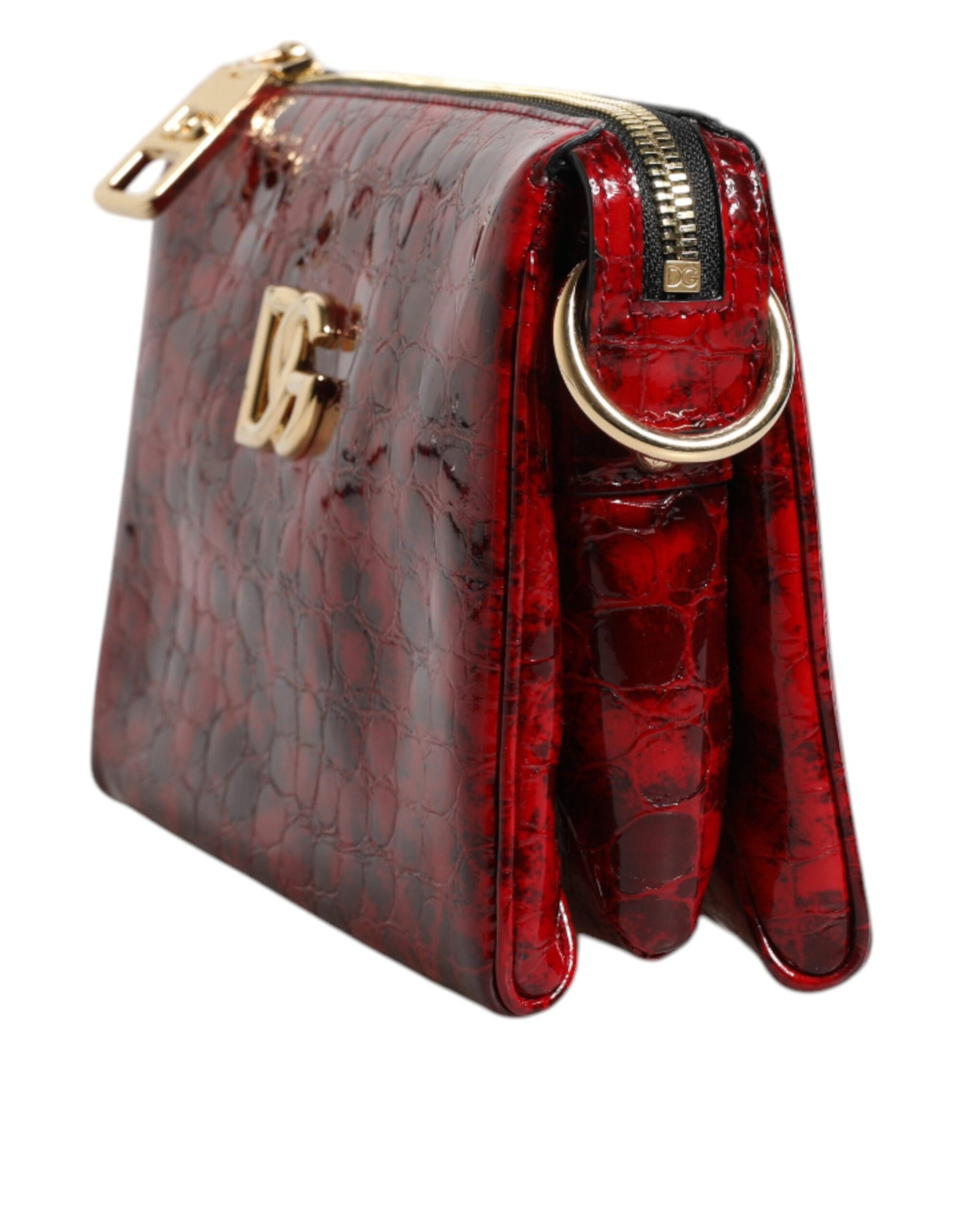Bolso bandolera para mujer con logotipo DG de piel exótica roja