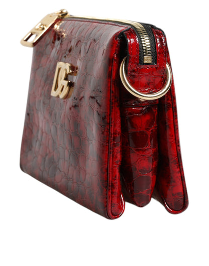 Bolso bandolera para mujer con logotipo DG de piel exótica roja
