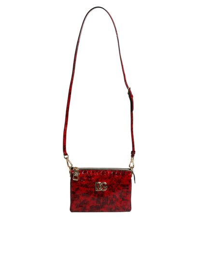 Bolso bandolera para mujer con logotipo DG de piel exótica roja