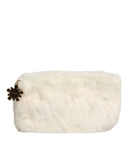 Bolso de mano de piel blanca tipo sobre