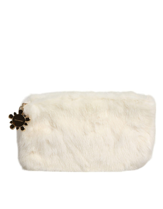 Bolso de mano de piel blanca tipo sobre