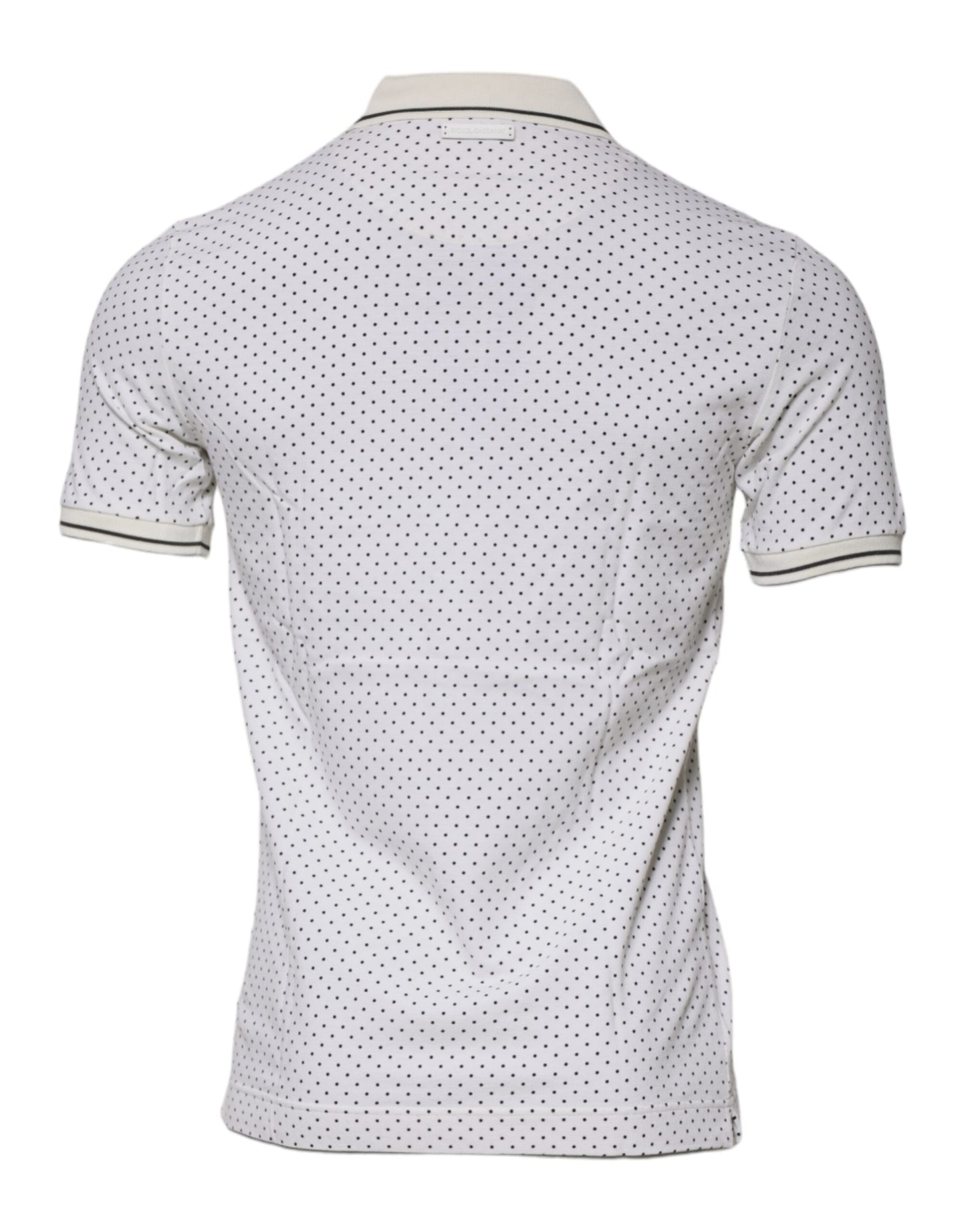 Camiseta polo de algodón con cuello y lunares blancos