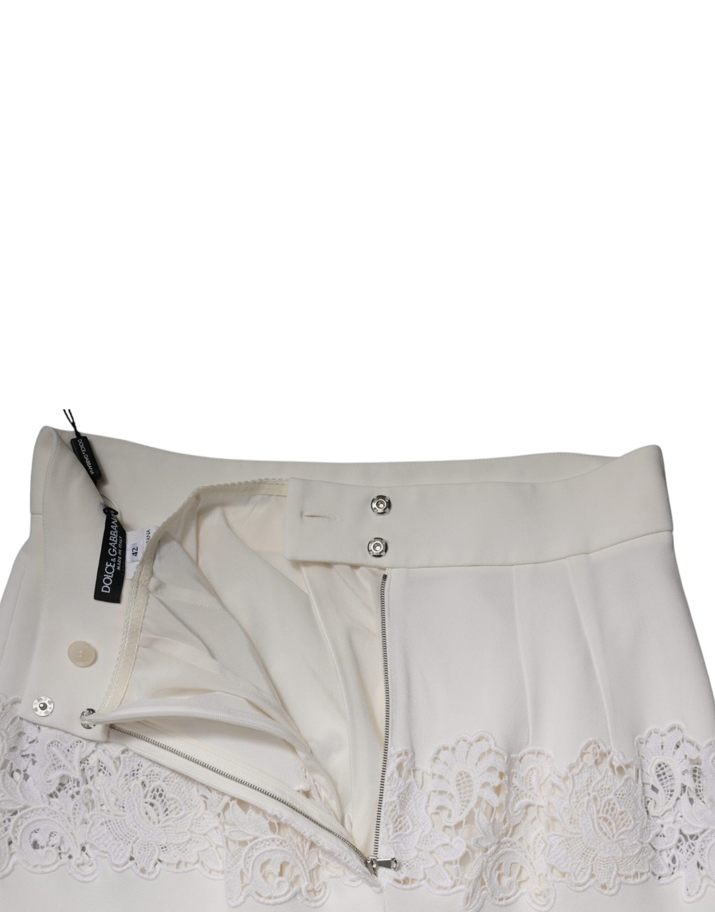 Falda tubo de cintura alta con encaje floral blanco