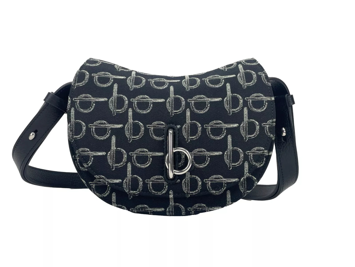 Bolso bandolera mini con diseño de caballo balancín, color negro
