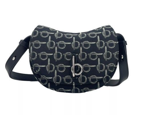 Bolso bandolera mini con diseño de caballo balancín, color negro