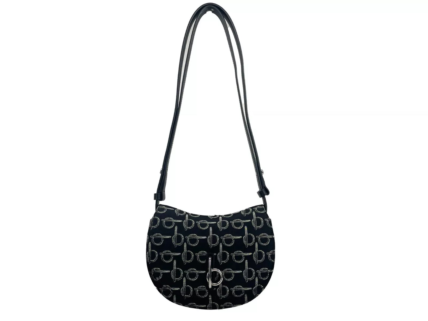 Bolso bandolera mini con diseño de caballo balancín, color negro