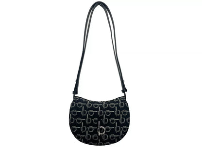 Bolso bandolera mini con diseño de caballo balancín, color negro