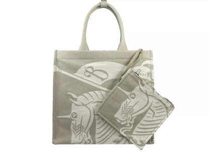 Bolso tote de lona EKD con monedero beige