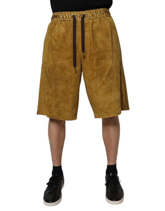 Bermudas de ante de cordero marrón para hombre