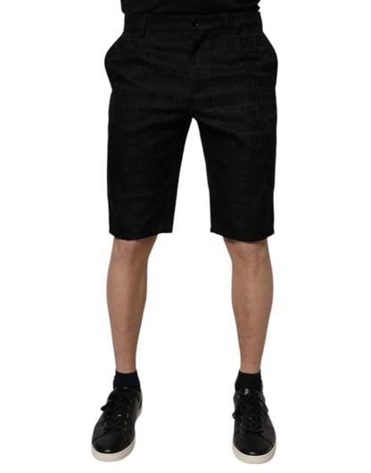 Pantalones cortos chinos casuales de cintura media de algodón negro