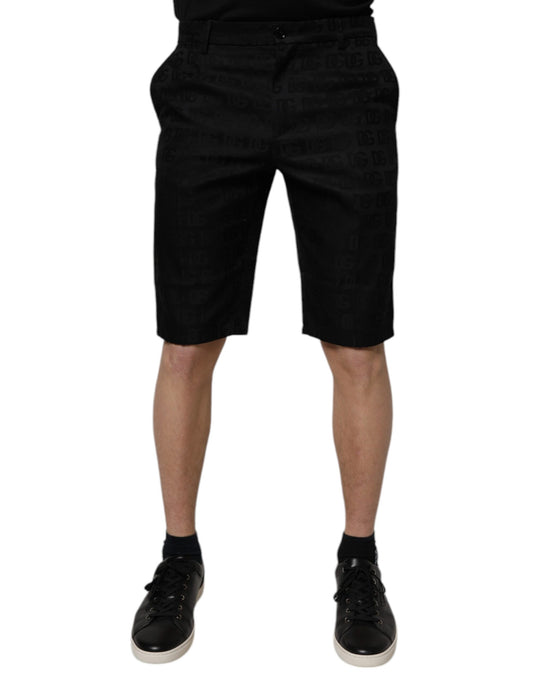 Pantalones cortos chinos casuales de cintura media de algodón negro