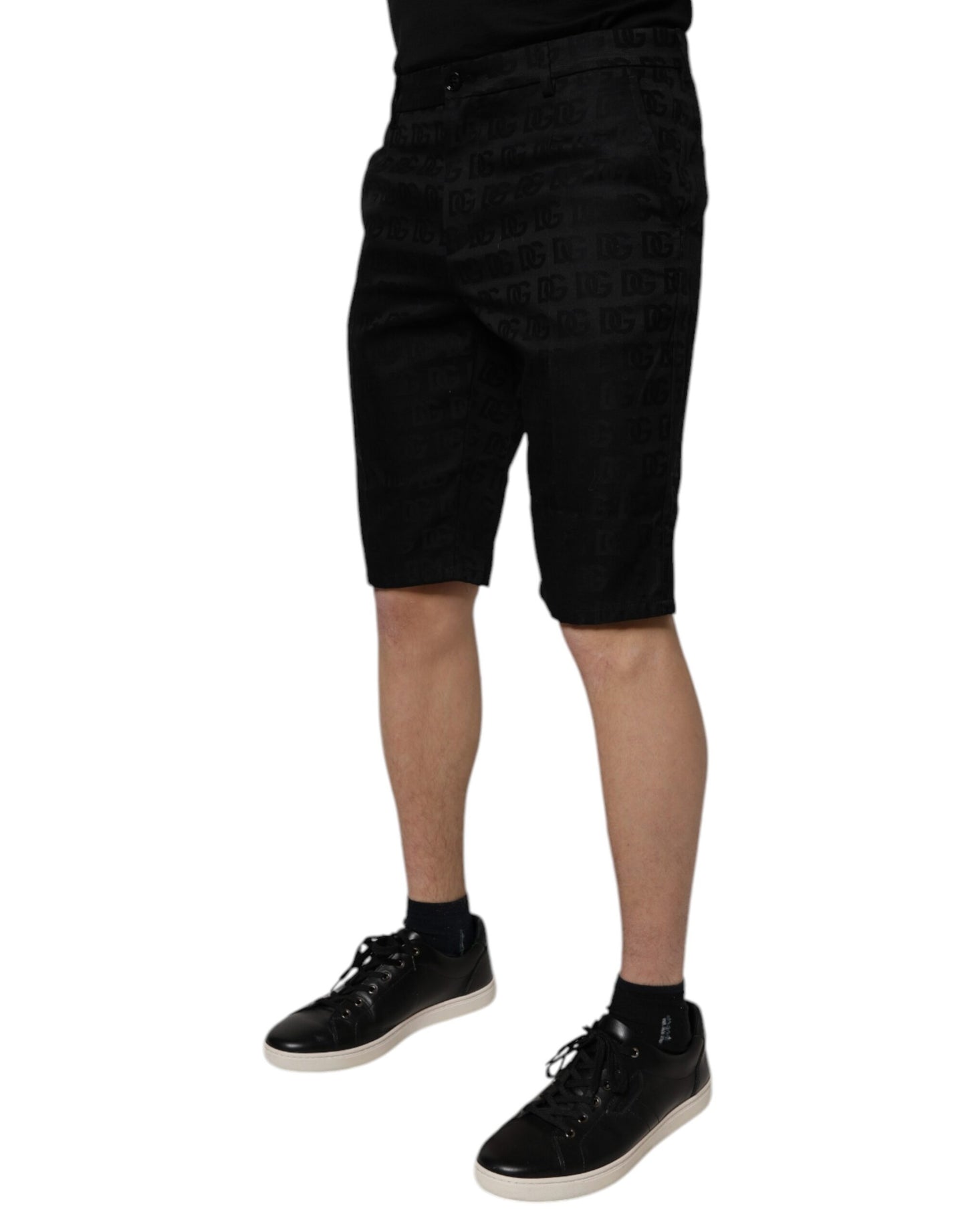 Pantalones cortos chinos casuales de cintura media de algodón negro