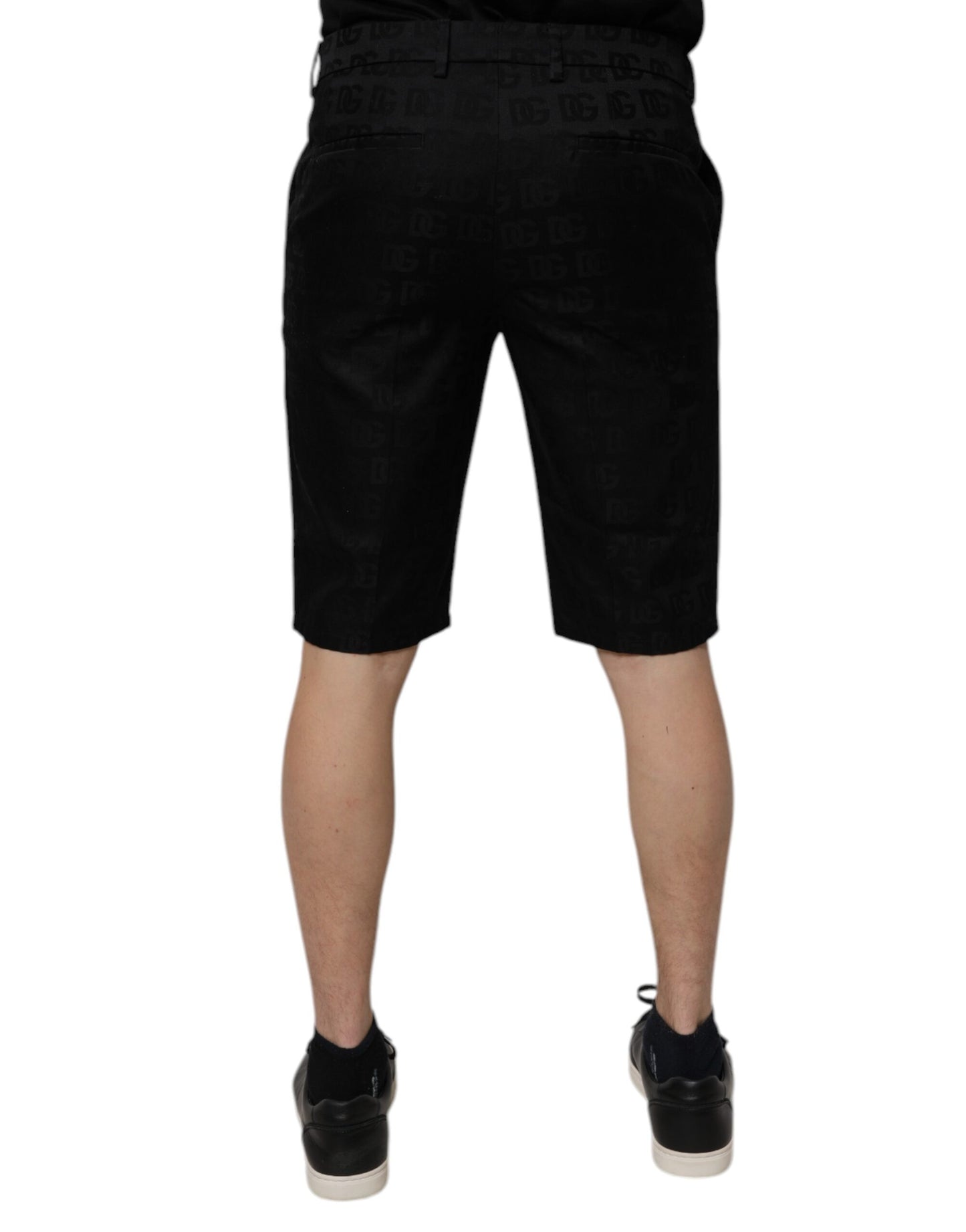 Pantalones cortos chinos casuales de cintura media de algodón negro