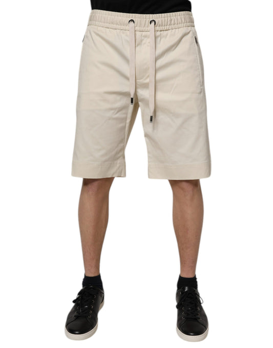 Bermudas de algodón elástico en blanco roto para hombre