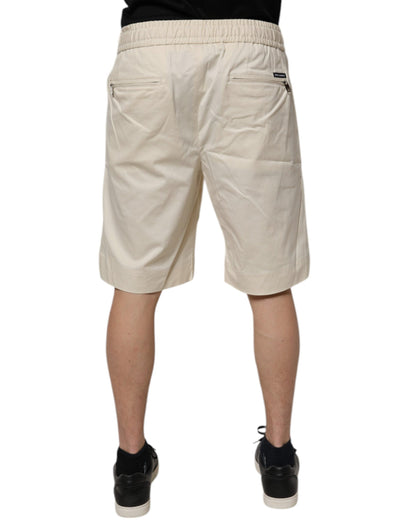 Bermudas de algodón elástico en blanco roto para hombre