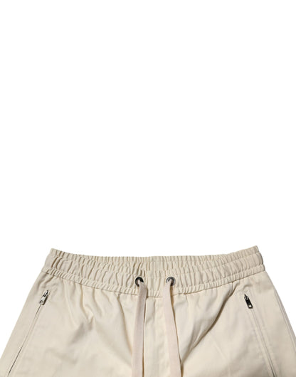Bermudas de algodón elástico en blanco roto para hombre