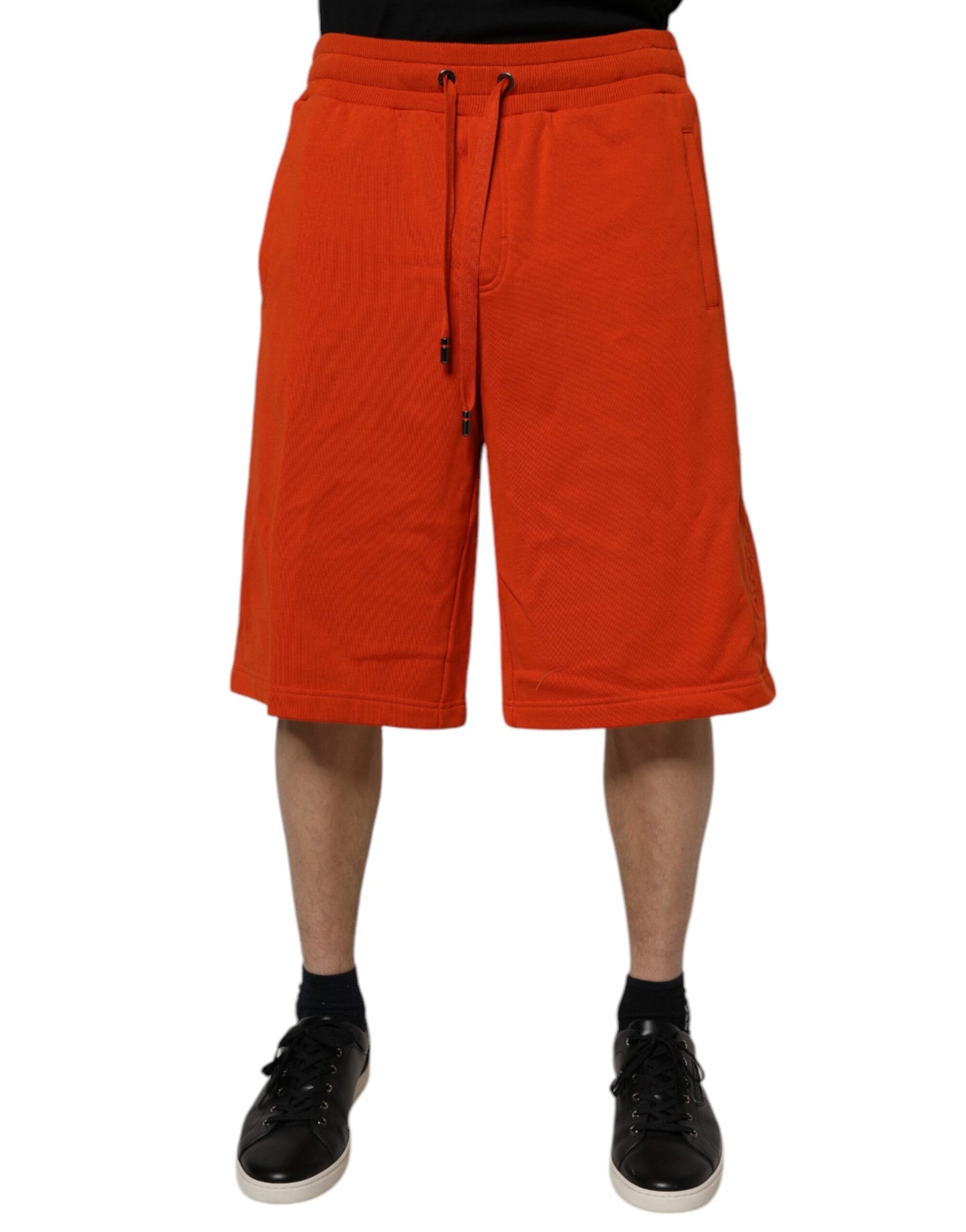 Bermudas de cintura media para hombre en mezcla de algodón rojo