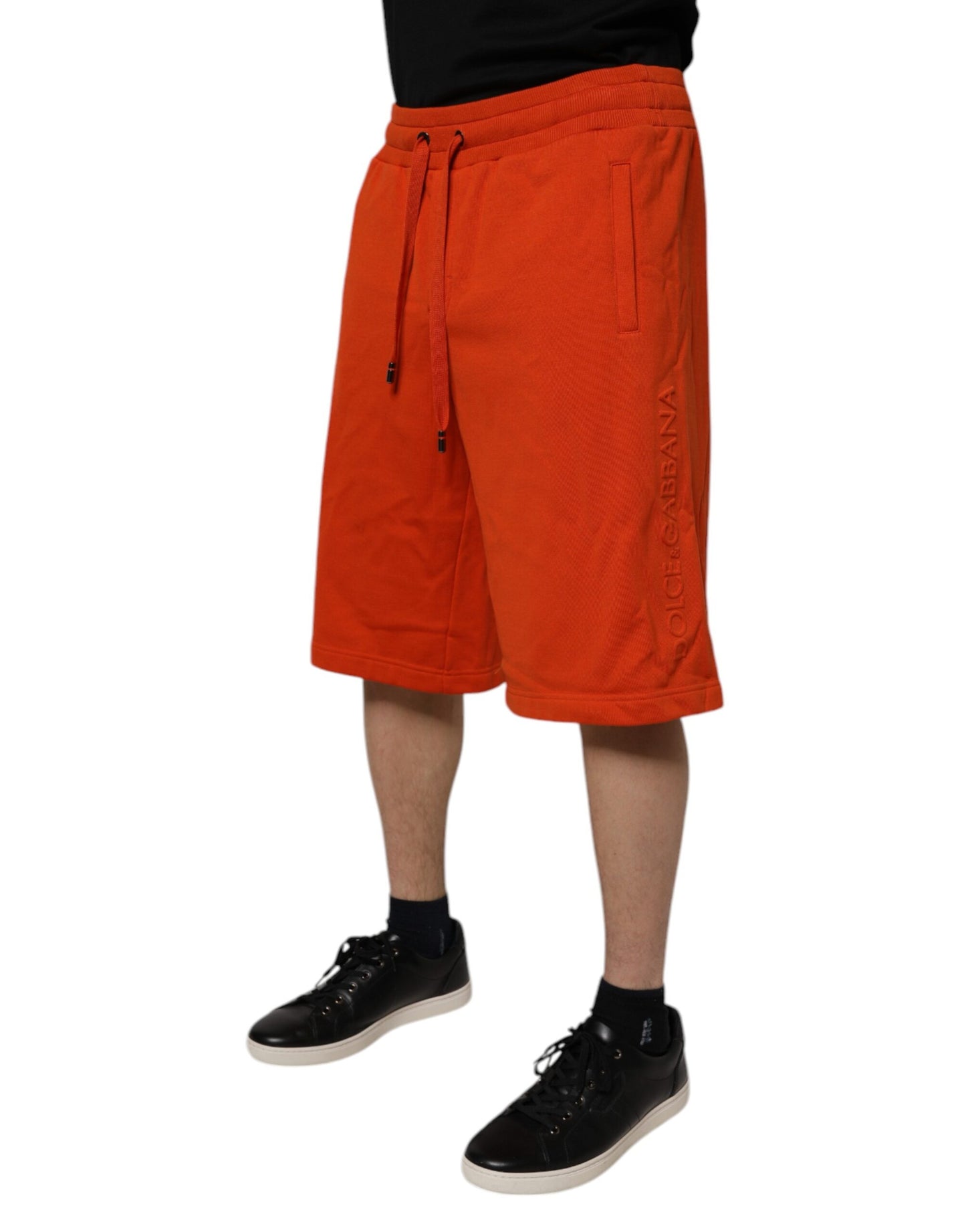 Bermudas de cintura media para hombre en mezcla de algodón rojo