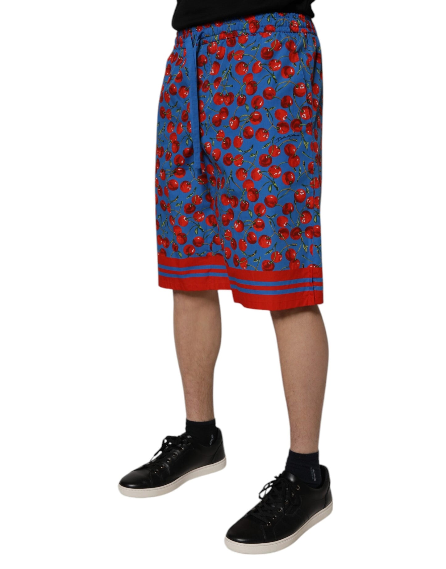 Bermudas de algodón con estampado de cerezas azules para hombre