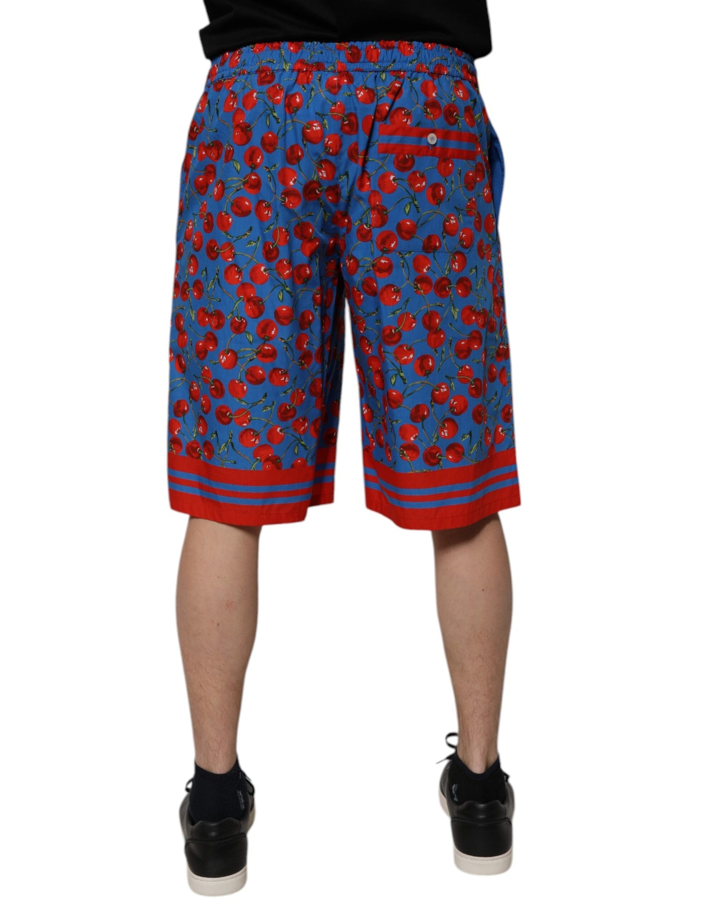 Bermudas de algodón con estampado de cerezas azules para hombre