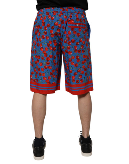 Bermudas de algodón con estampado de cerezas azules para hombre