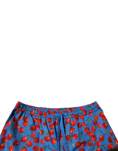 Bermudas de algodón con estampado de cerezas azules para hombre