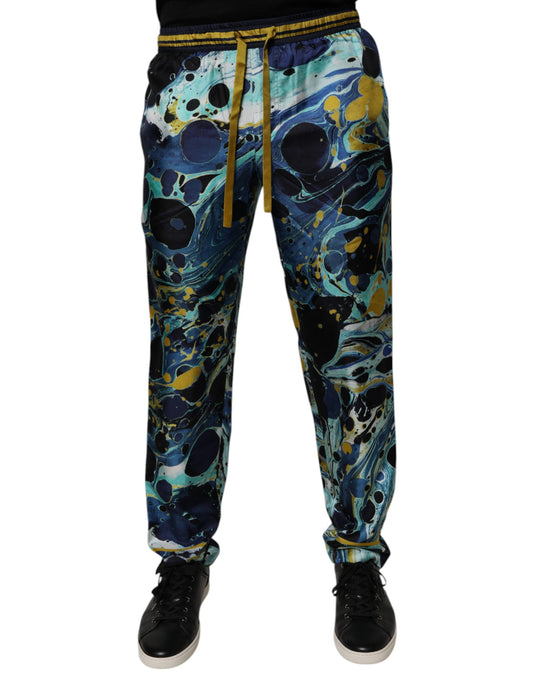 Pantalones deportivos con estampado de mármol multicolor