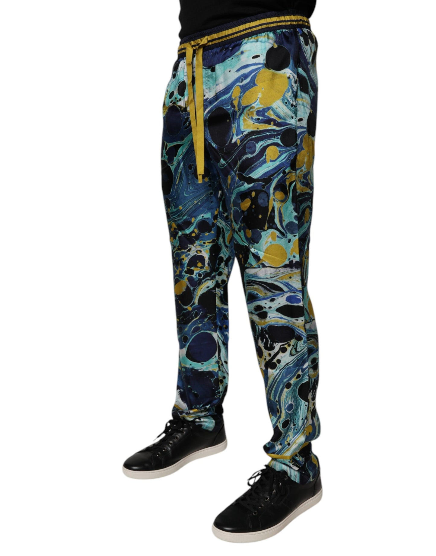 Pantalones deportivos con estampado de mármol multicolor