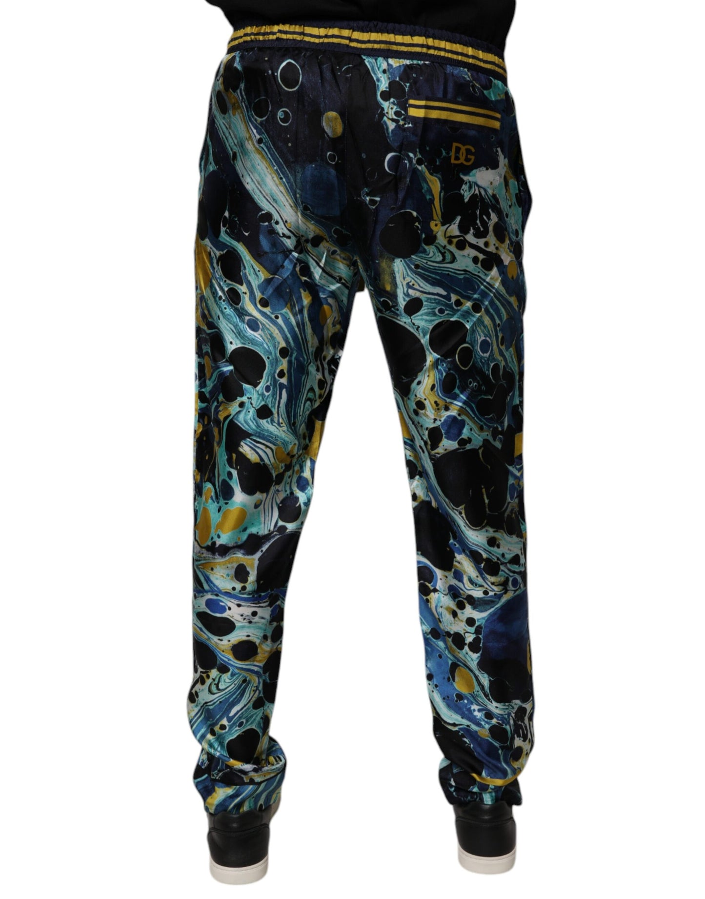 Pantalones deportivos con estampado de mármol multicolor