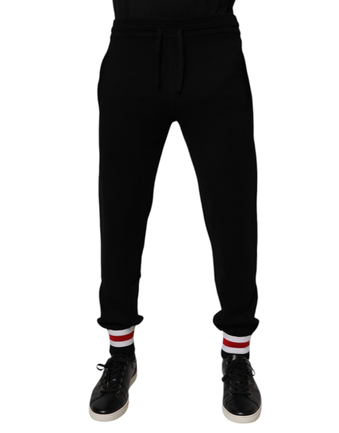 Pantalones deportivos negros de lana de cintura media