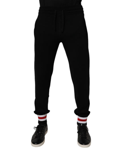 Pantalones deportivos negros de lana de cintura media