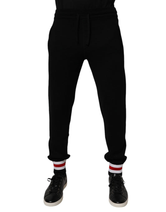 Pantalones deportivos negros de lana de cintura media